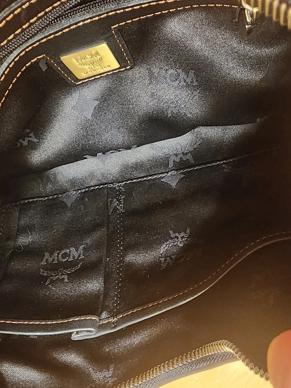 Vintage MCM black leather and suede hobo shoulder bag